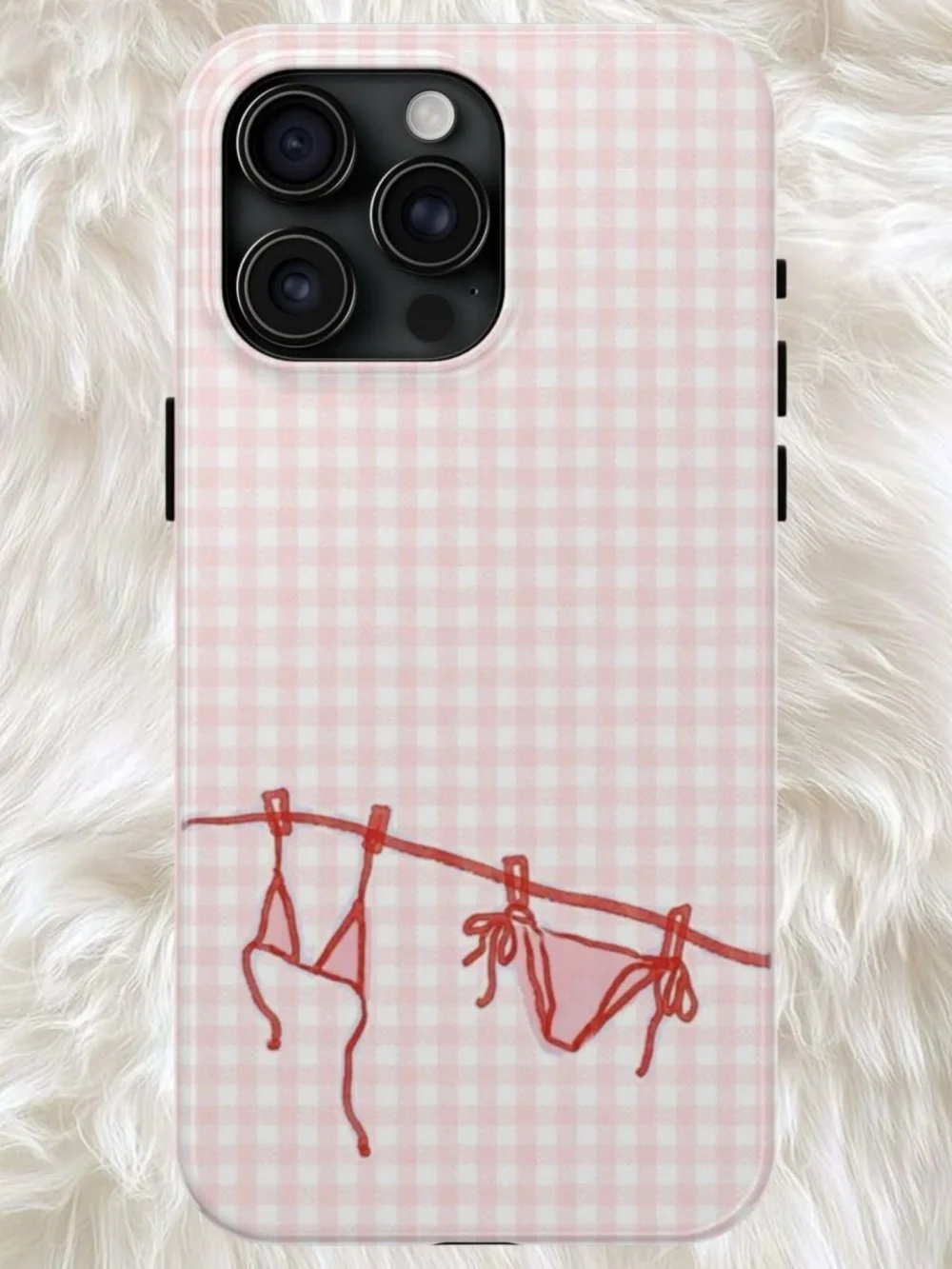 Pink Gingham Bikini Line Protective Phone Case